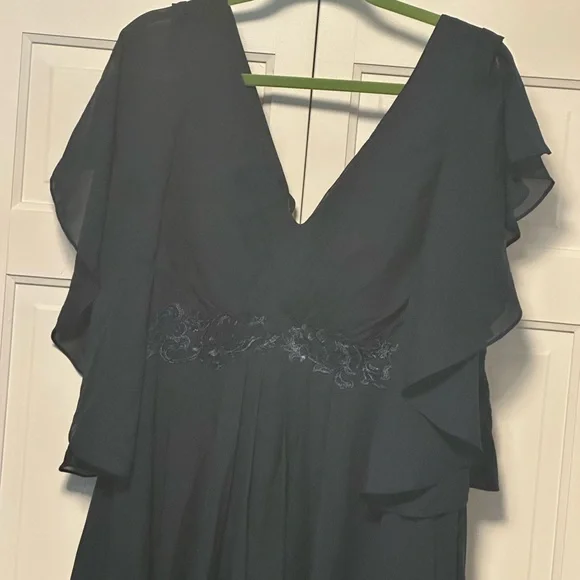 V-Neck Maxi Dress with Flutter Sleeves and Corset Back - Picture 3 of 6